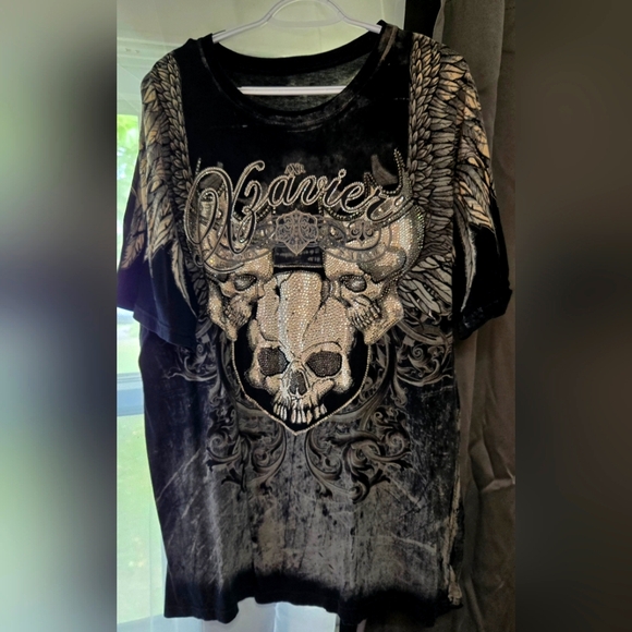 Affliction Black Skull Graphic Tee 2XLT - Picture 1 of 3